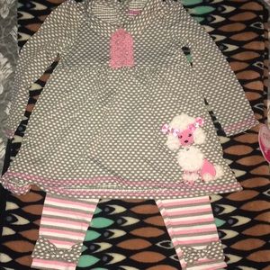 2-piece Nannette gray and pink poodle set